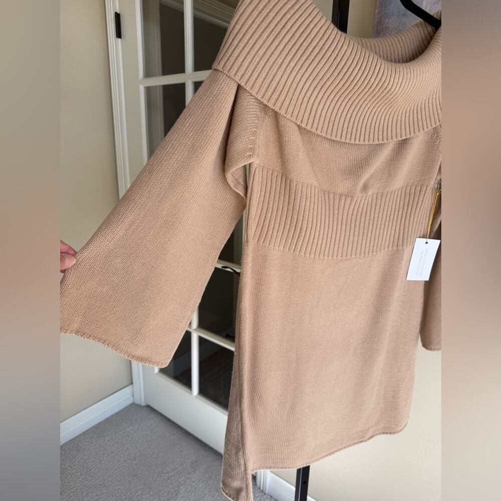 New Backyard Roses Off the Shoulder Sweater Dress Tan Womens Extra Large Mini - Picture 3 of 6